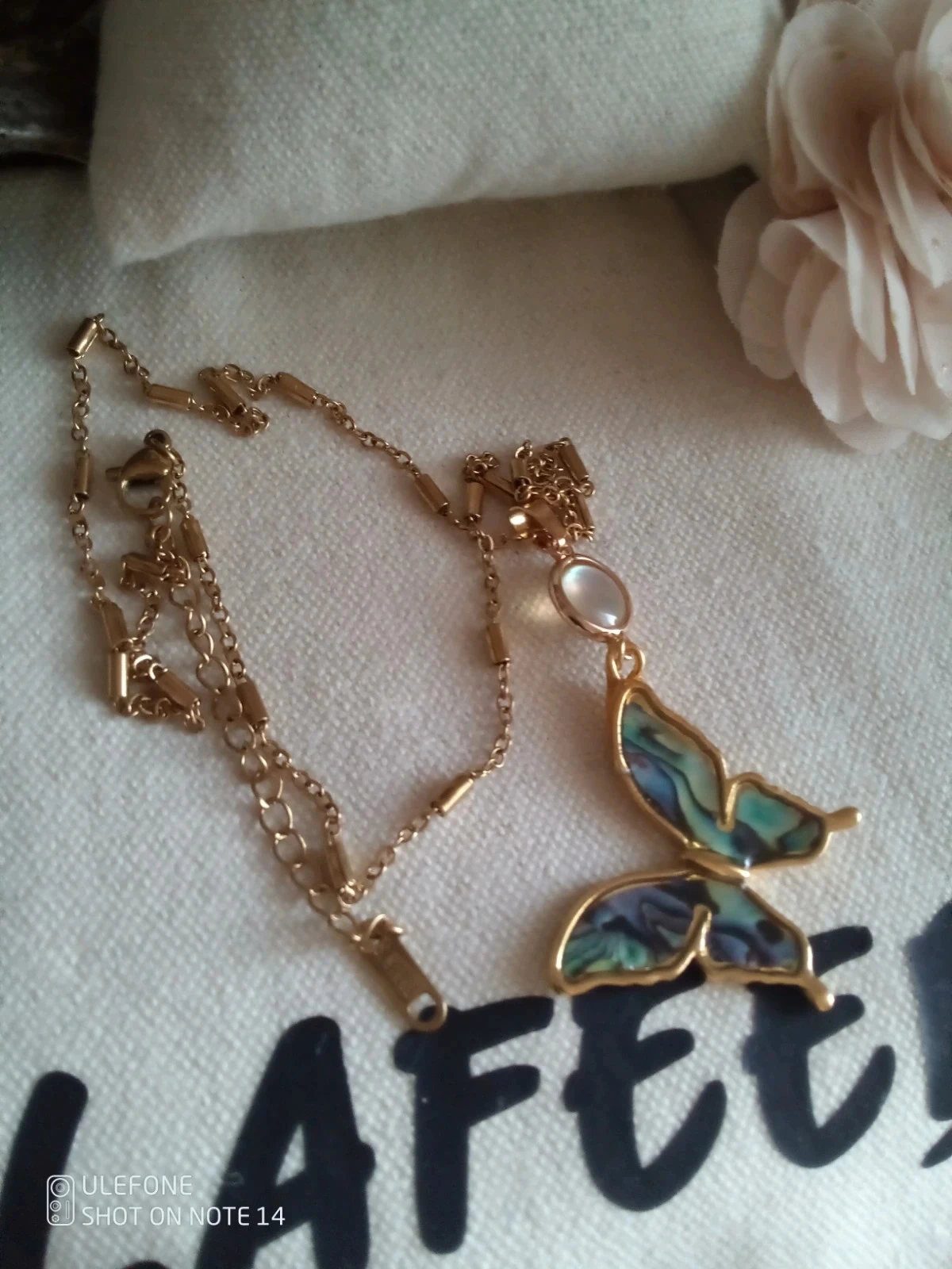 Collier papillon abalone + carte – photo 5